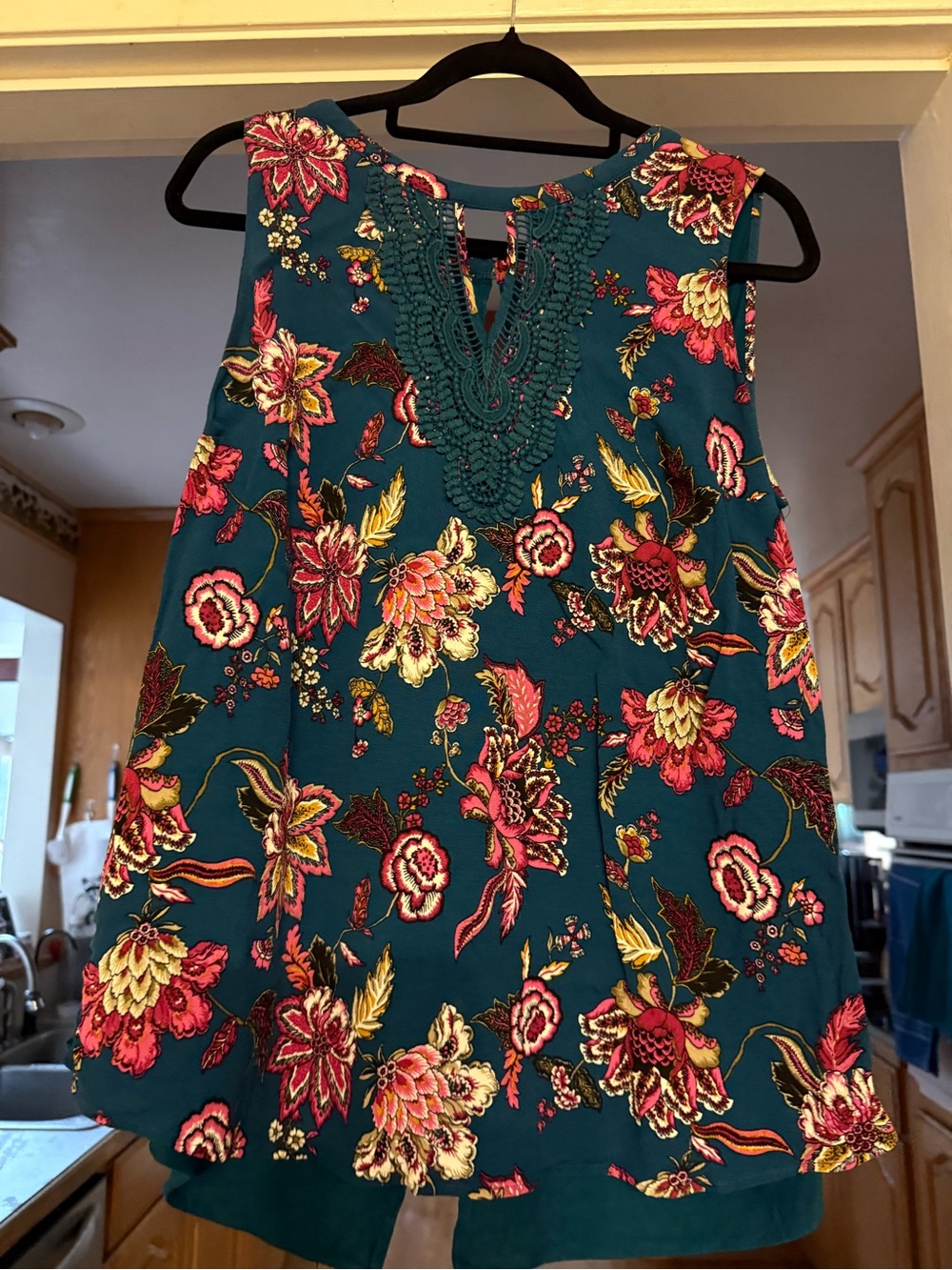 Daniel Rainn Teal Floral Embroidered Top